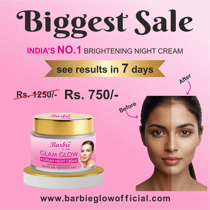 GlamGlow Korean Night Brightening Cream (5 days results).